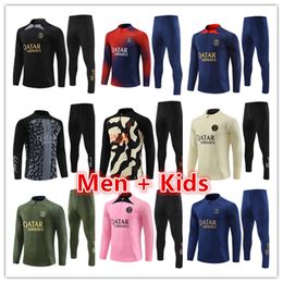 Paris tracksuit 2023 2024 psgS MBAPPE kids and men 23 24 25 PSGs training suit long sleeve Football soccer Jersey kit uniform chandal adult boys FAN PLAYER VERSION