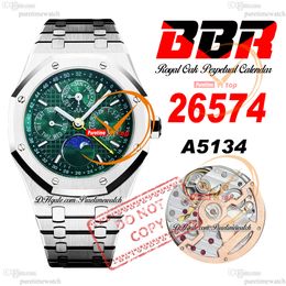 26574 Complicated A5134 Automatic Mens Watch BBRF 41mm Perpetual Calendar Green Stick Dial Stainless Steel Bracelet Super Edition Puretimewatch Reloj Hombre f2