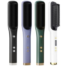 Irons Negative Iron Hair Straightener Comb Straightener Comb Electric USB Rechargeable 2in1 Hair Curler Straightener for Home Travel