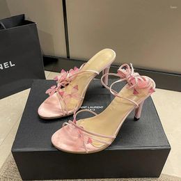 Sandals Bow High Heels Rome Women Shoes Sexy Summer Cross Tied-Lace Up Slippers 2024 Dress Party Flip Flops Pumps Mujer Slides