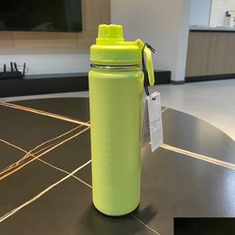 Water Bottle Ll Logo Designer Stainless Steel Thermoswater Bottles 710Ml Insated Cup Pure Vacuum Portable Leakproof Outdoor Yoga Sport Otre0