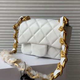 23P Top Real Lambskin Leather Classic Mini Flap Quilted Bags Thich Gold Matelasse Chain Turn Loack Shoulder Underwarm Handbags