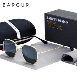 BARCUR Classic Retro Reflective Sunglasses Man Hexagon Sunglasses Metal Frame Eyewear Sun Glasses With Box De Sol gafas CY2005201107385