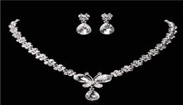 Wedding Jewelry Shining New Cheap 2 Sets Rhinestone Bridal Jewelery Accessories Crystals Necklace and Earrings for Prom Pageant Pa4277855