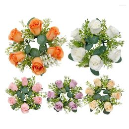 Decorative Flowers Handmade Spring Flower Candle Rings Front Door Artificial Wreaths Unique Holders For Windows Housewarming Gift