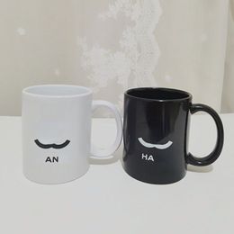 Designer Pottery Mugs Black and White Colours Multipurpose Letters Pattern European Style Water Cup 350ml