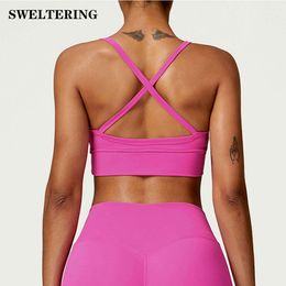 Lu Align Align Lu Lemon Fiess Sports Sexy Women Sport Bra Push Up Padded Cross Strap Running Gym Training Workout Yoga Underwear Crop Top