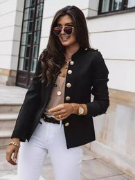 Women's Suits Blazers Streetwear Spring 2024 In Fashion Long Sleeved Slim Fit Breasted Small Suit Short Jacket Commuting Top Coats