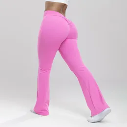 Active Pants Yoga Flare Leg Low Waist Exercise Training Running Bottom Push Up Fitness Sport Scrunch Leggings For Gym Women