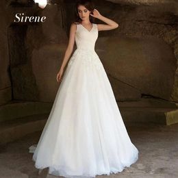 Applique Charming Lace Tulle Wedding Dress Exquisite Sleeveless A-line V-neck Backless Bridal Gown Vestidos De Novia 2024 YD