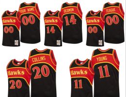 Custom Men Women Youth Atlanta''Hawks''Trae Young John Collins Jeff Teague Dewayne Dedmon Reload Classic Black Custom Jersey