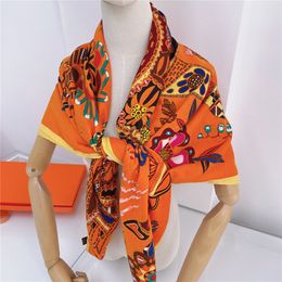 Winter New Silk Wool-like Thick Scarf Floral Horse Printed Women's Handmade Curling Square Scarf Warm Shawl Scarfs