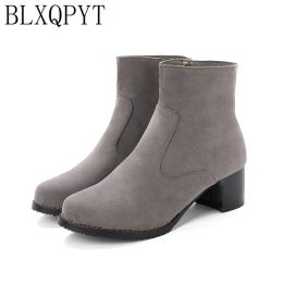 Boots BLXQPYT Bigest Size 3152 Winter warm Ankle Boots Women Round Toe High Heels 5cm Pumps Party Wedding snow boots Shoes woman L2