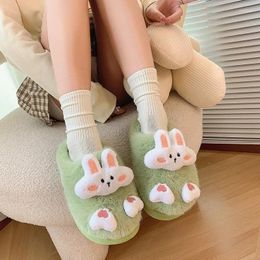 Slippers Home Cartoon Lovely Rabbits Soft Non Slip Breathable Children's Cotten Shoes Winter Indoor Warm Plush