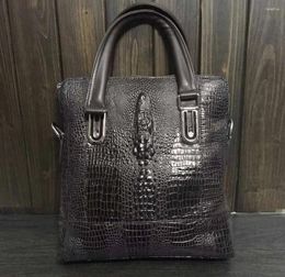 Bag Crocodile Genuine Leather Handbag Mens Business Casual Briefcase Shoulder