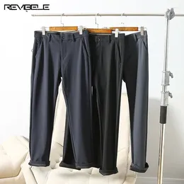 Men's Pants Men Casual Solid Color Straight Leg Slim Fit Trousers Business Commuting Suit Spring Elastic Anti-wrinkle Pantaloons