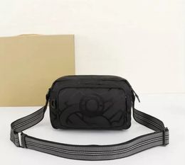 2024 Cheque stripes nylon Leather brand canvas purses pochette handbag