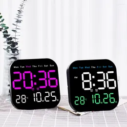 Wall Clocks 7" Digital Clock With Date Day Of Week LED For Living Room Office Bedroom Decor Alarm