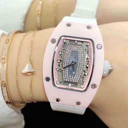 Luxury Mechanics Watches Richa Wristwatch Business leisure rm07-01 automatic machinery pink ceramic white tape Mill r watch women's Watch