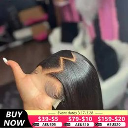 Synthetic Wigs Human Chignons Brazilian Bone Straight 13x4 Transparent Lace Front Wigs 5x5 Glueless Wig Human Hair Ready To Wear For Black Women Bling Hair 240327