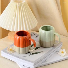 Mugs 425ML Pumpkin Orange Ceramic Cup Milk Coffee Splicing Colors Style Home Office Cute Colorful Personality