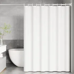 Shower Curtains Thickened White Curtain With Hooks Translucent Waterproof Washable For Bathroom