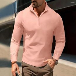 Men's Hoodies Long Sleeve Sweatshirt Trendy Men Zipper Stand Collar Shirt Soft Slim Fit Pullover For Fall Spring Wear