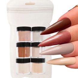 Liquids Nude Acrylic Powder Set 6pcs/12pcs Nail Extension/Dipping/Engraving 3 in 1 Crystal Pigment Professional Nail Acrylic Powder 10g/