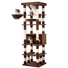 MWPO 74.8 Inches Large Tree with Sisal-covered Scratching Posts Condo, Tall Cat Tower Entertainment Playground Furniture for Cats & Kittens - Multiple