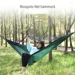 Camp Furniture Hanging Hammocks 2 Person Outdoor Swing Portable With Mosquito Net Adults Ultralight Hammock Backyard