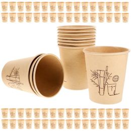 Disposable Cups Straws 150 Pcs Thickened And Hardened Bamboo Fibre Natural Colour 9 Oz Paper Cup 150pcs Coffee Milk