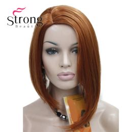 Wigs StrongBeauty Asymmetrical no Bangs Orange Brown Side Skin Top Wig Synthetic Hair women's wig COLOUR CHOICES