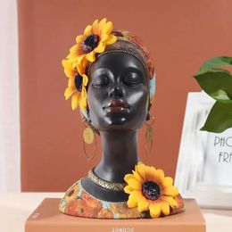 African Art Sculptures Modern Women Statues Room DecorResin StatueSuitable for Living Desktop Entrance Decor 240314