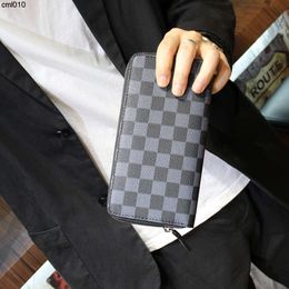 Designer Wallet New Mens Checkered Long Trendy and Casual Gg Pattern Personalized Style Card Bag Clip {category}