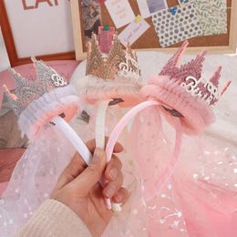 Hair Accessories Crown Gauze Headband Gift Korean Style Headwear Hairband Head Hoop Headdress Lace Mesh Girls