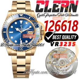 41mm 126618 VR3235 Automatic Mens Watch Clean CF Yellow Gold Ceramics Bezel Blue Dial 904L SS Steel Bracelet Super Edition Trustytime001 Wristwatches Starbucks