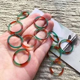 Cluster Rings Classic Natural Jadeite Ring Simple Tricolour Thin Round Bar Jade Women Party Wedding Jewellery Gift For
