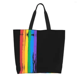Shopping Bags Funny Flag LGBT Tote Recycling Gay Pride Lesbian Grocery Canvas Shoulder Shopper Bag