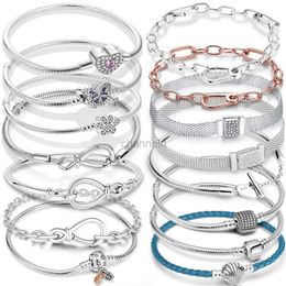 Bangle 925 silver heart snake chain bracelet for women infinite knot butterfly infinity clasp Femme bracelets bracelet luxury Jewellery 240319