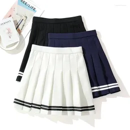 Skirts High-Waisted Skirt Elastic Pink Fairy Grunge Black Mini Pleated Woman Fashion Summer Clothes School Girl Uniform