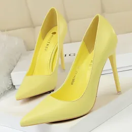 Boots Brand Design Pumps 7.5CM 10.5CM High Heels Women Shoes Candy Color Pointed Toe Work Shoes for Office Ladies Stilettos WSH4110