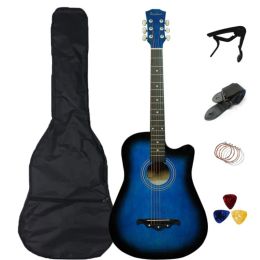 Guitar RU Shipping 38 Inch Colour Acoustic Guitar 6 Steel Strings Folk Guitarra With Bag Pick Capo Extra Strings 41 Inch Travel Guitar