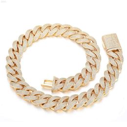 High Quality 20mm Iced Out Zircon Brass Cuban Link Chain Mens Necklace and Bracelet Fashionable Jewelry