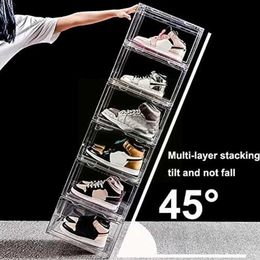 Storage Holders Racks Thick transparent shoe box flip plastic cabinet acrylic shoe box storage shoe box temptation Y240319