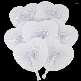 Decorative Figurines 3Pcs White Folding Handheld Paper Fans Round Shaped Accordion With Plastic Handle For Wedding Birthday Party Supplies