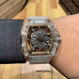 Luxury mens Mechanics Watches Richa Wristwatch Business Leisure Rm055 Automatic Mechanical Mill Crystal Case White Tape Men's