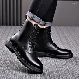 Boots Men Fashion Original Leather Autumn Winter Shoes Brand Designer Platform Chunky Boot Cool High Motorcycle Botas Masculinas