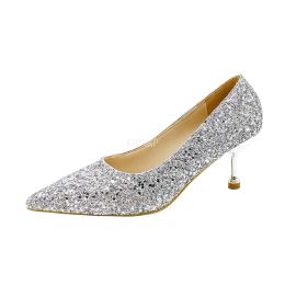 Pumps 2023 Glitter Women Pumps High Heels Shoes Pointed Toe Woman Shoes Sexy Wedding Shoes Gold Silver Femme Pumps Shoes for Women