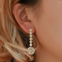 Dangle Earrings TIRIM Snow Flower Long For Women Simple Drop Cubic Ziron Dangling Earing Fashion Jewellery Gifts Dubai