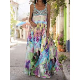 Designer Women's Fashion Casual Dress 2024 Summer New Tie Dyed 3D Printed Dress Bohemian Strap Shoulder Floor Dress maxi dresses for womens woman dresses 92Z0